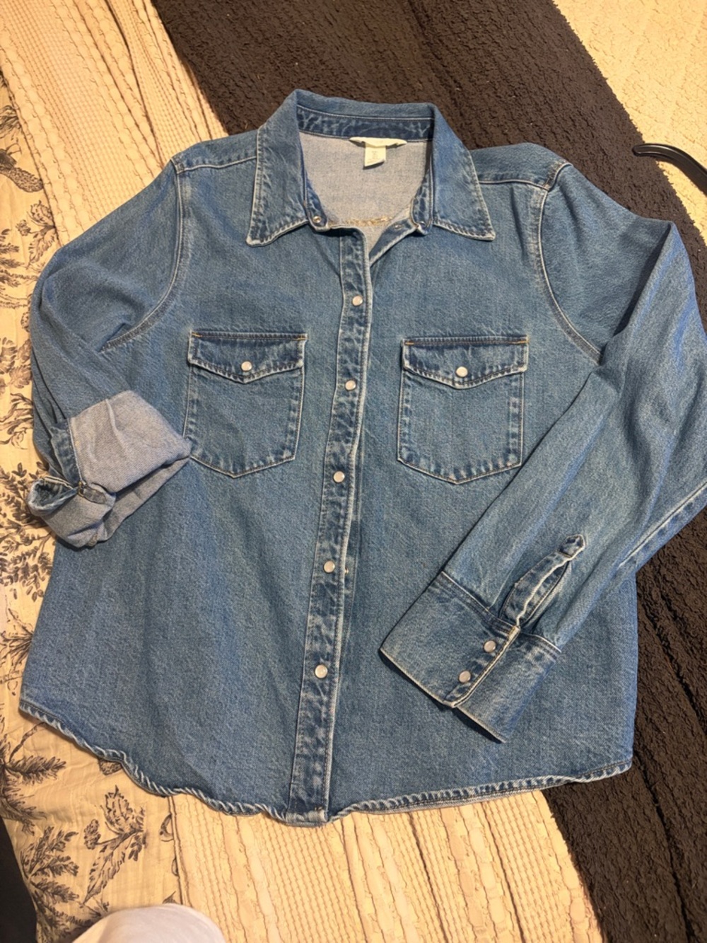 Light Wash Denim Button-Up Shirt
